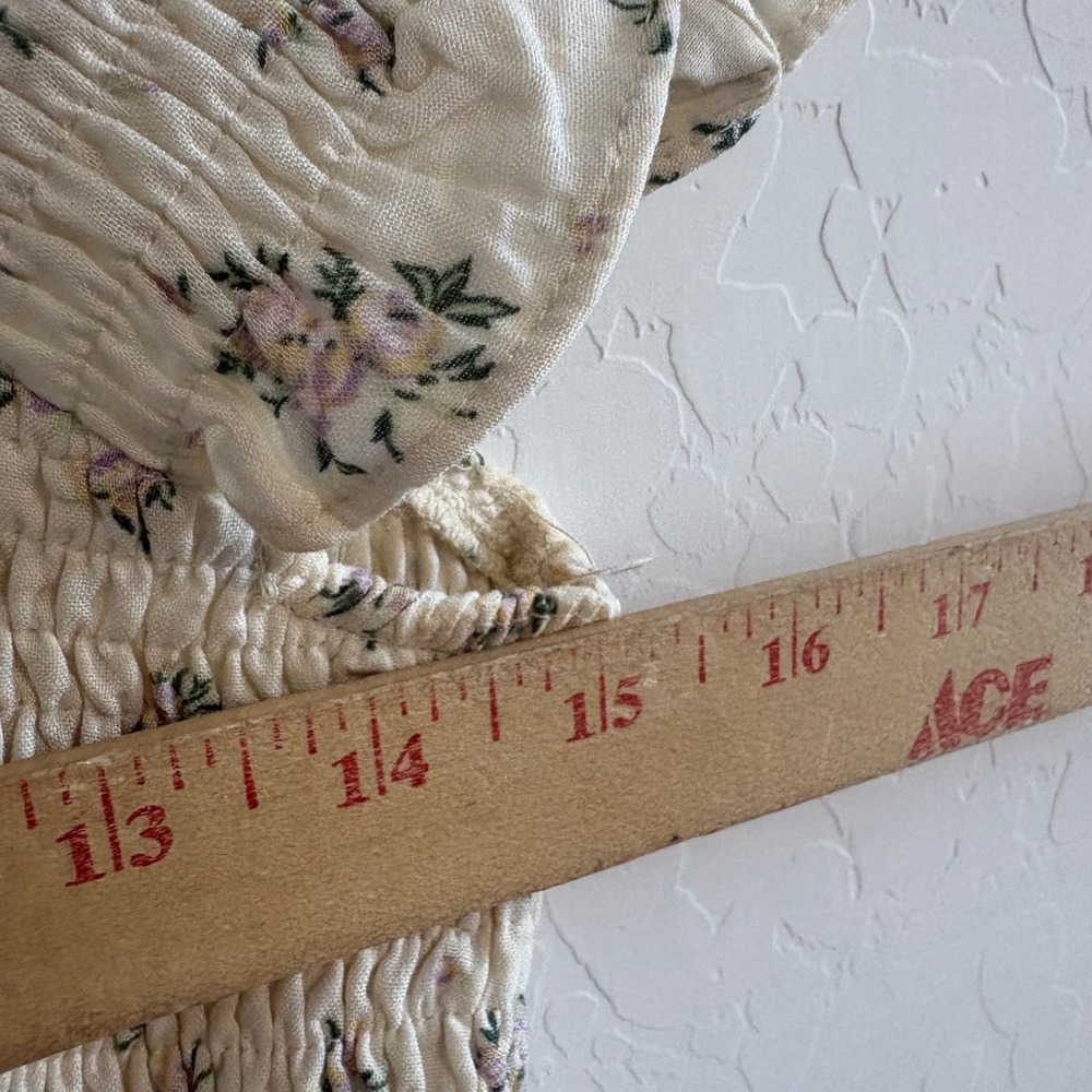 En‎ Saison Refine Vintage Floral Smocked Tiered Mini Dress Natural Cream Small - Picture 7 of 9